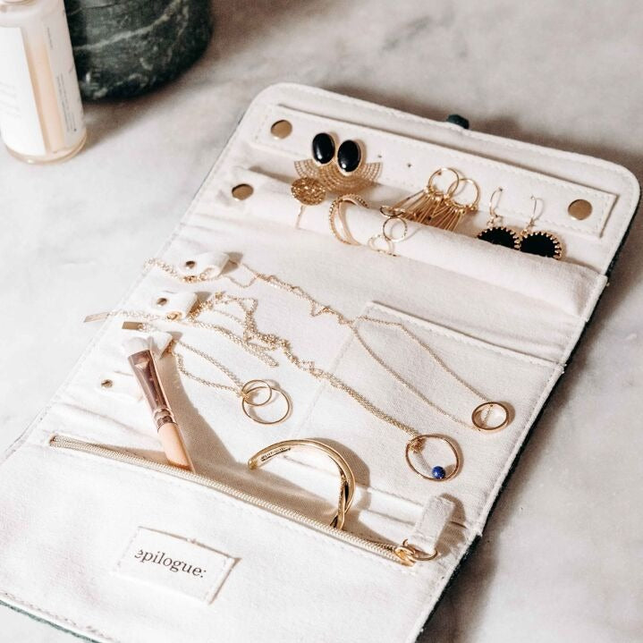 Pochette à bijoux en velours - Bleu