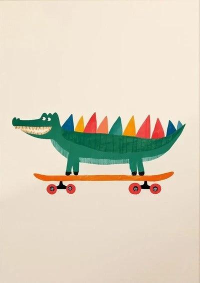 Affiches Animaux drôles Skateboard
