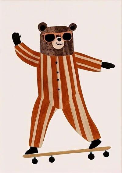 Affiches Animaux drôles Skateboard