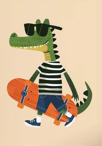 Affiches Animaux drôles Skateboard