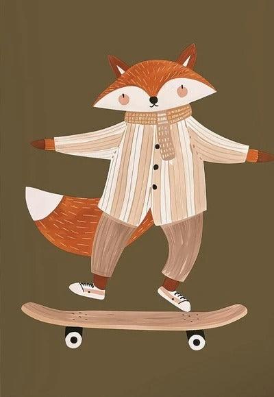 Affiches Animaux drôles Skateboard