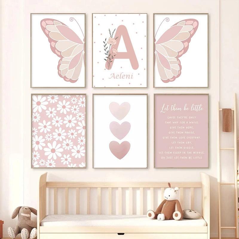 Affiches fille papillon personnalisable - Mon alpaga