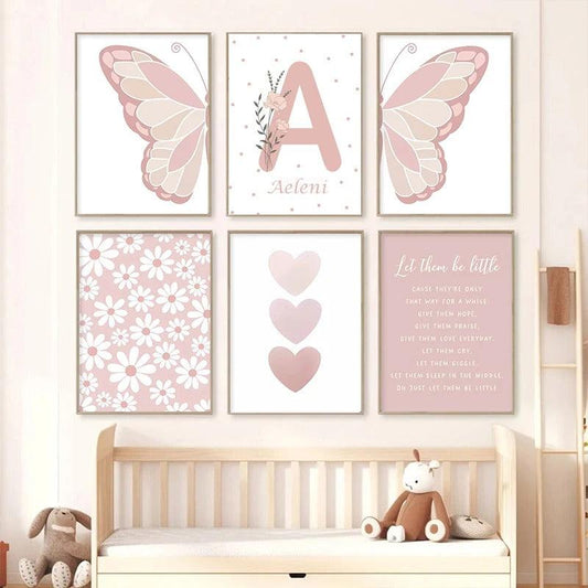 Affiches fille papillon personnalisable - Mon alpaga