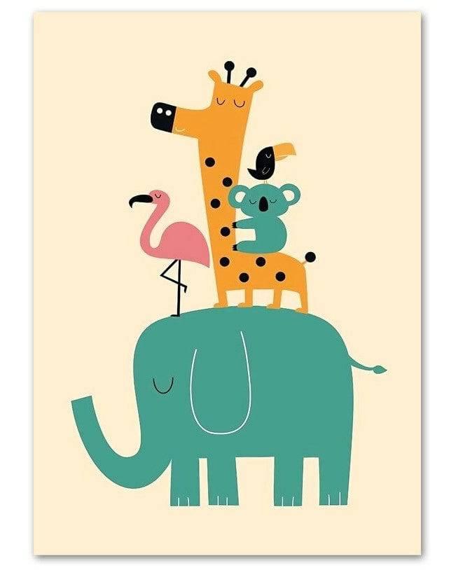 Affiche animaux colorés - Mon alpaga