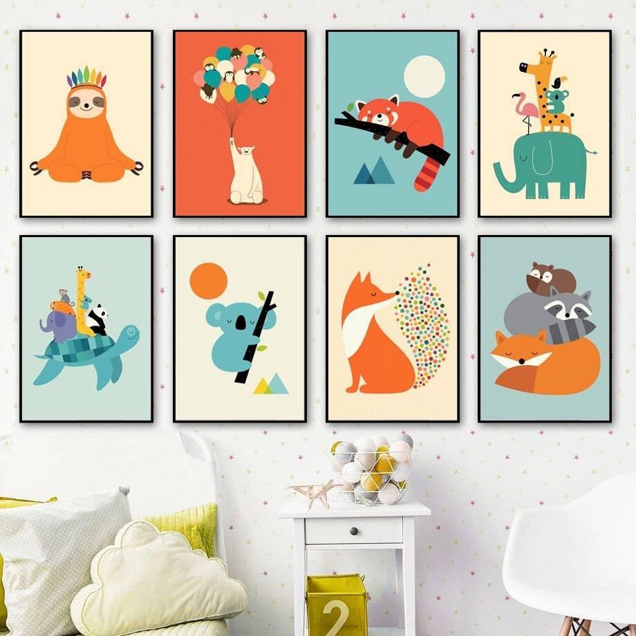 Affiche animaux colorés - Mon alpaga