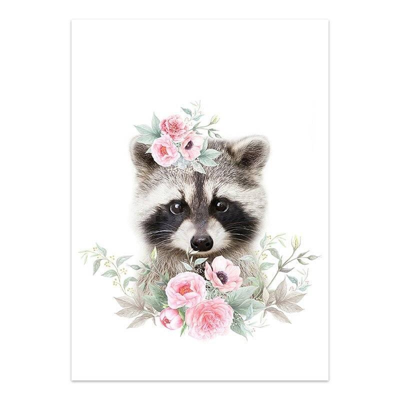 Affiche bébés animaux fleurs - Mon alpaga