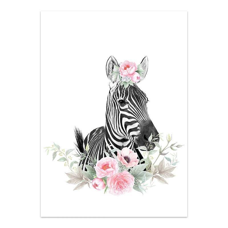 Affiche bébés animaux fleurs - Mon alpaga