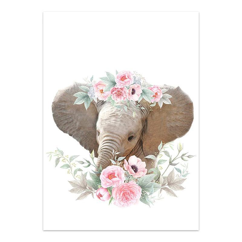 Affiche bébés animaux fleurs - Mon alpaga