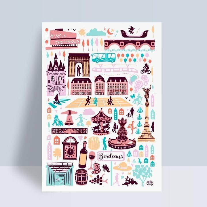 Affiche illustrée Bordeaux - Mon alpaga