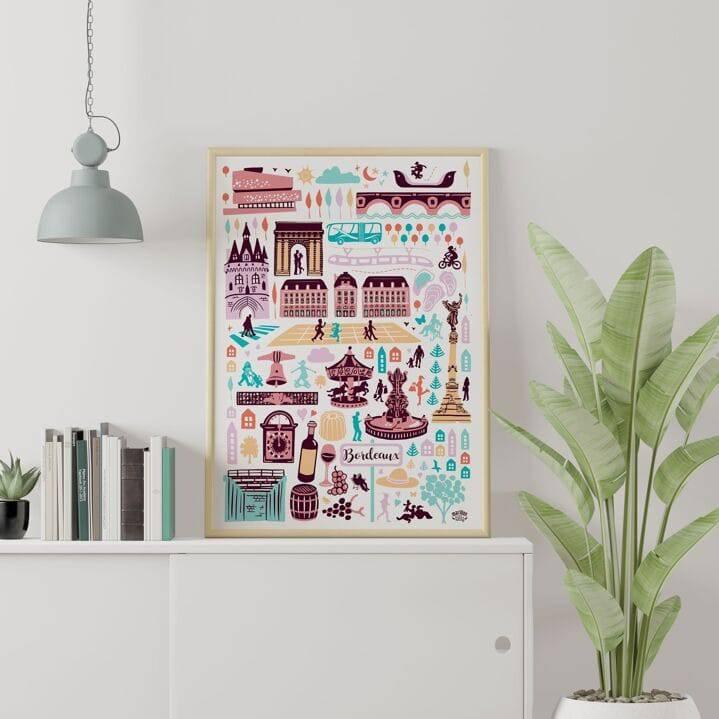 Affiche illustrée Bordeaux - Mon alpaga