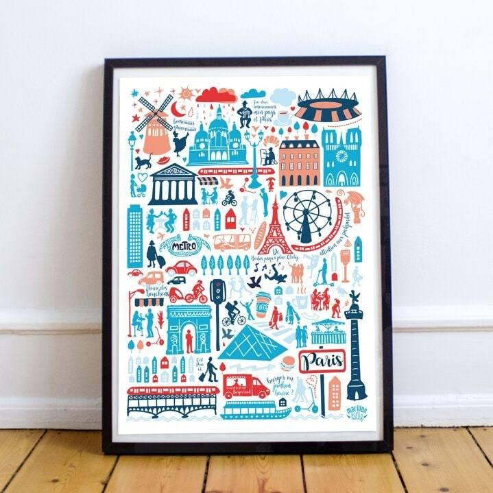 Affiche illustrée Paris - Mon alpaga
