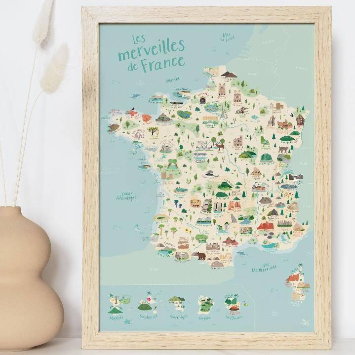 Affiche ludique merveilles de France - Mon alpaga