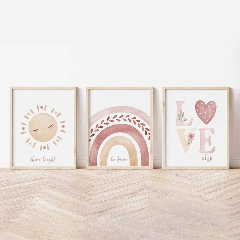 Affiches Soleil, arc-en-ciel, love rose