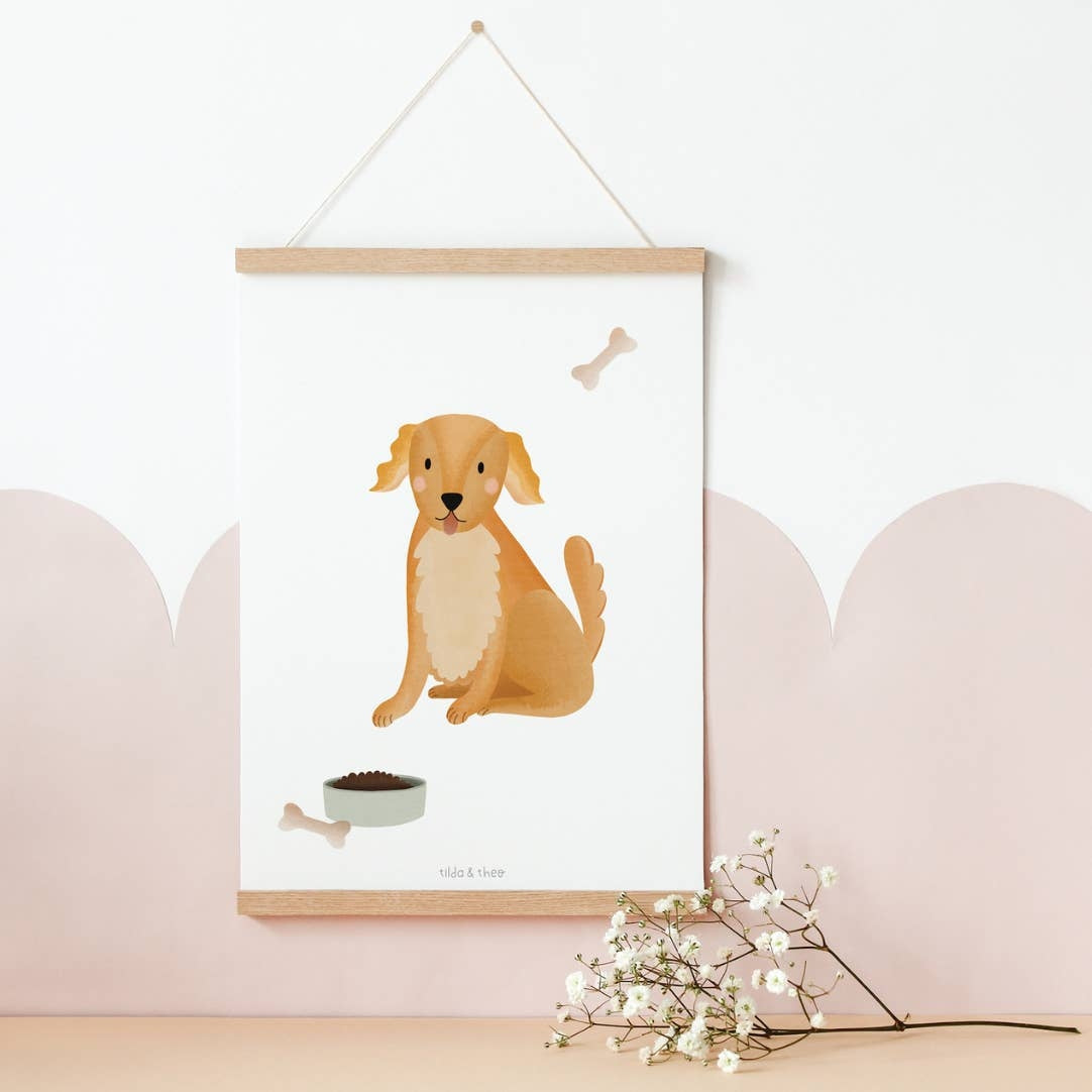 Affiche chien Golden Retriever pour chambre d'enfants Tilda&Theo