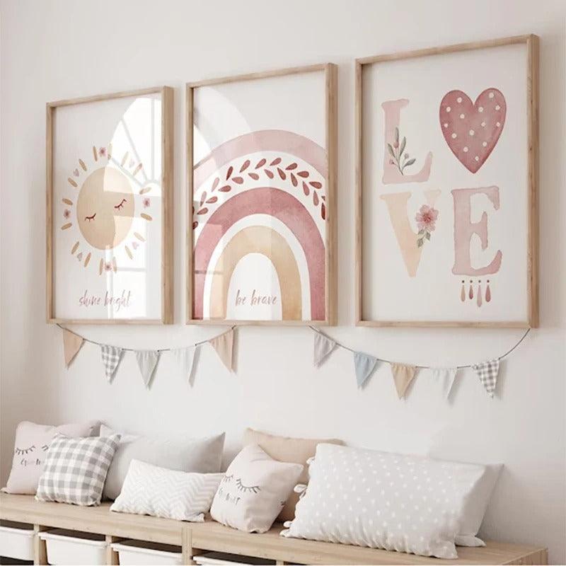 Affiches Soleil, arc-en-ciel, love rose