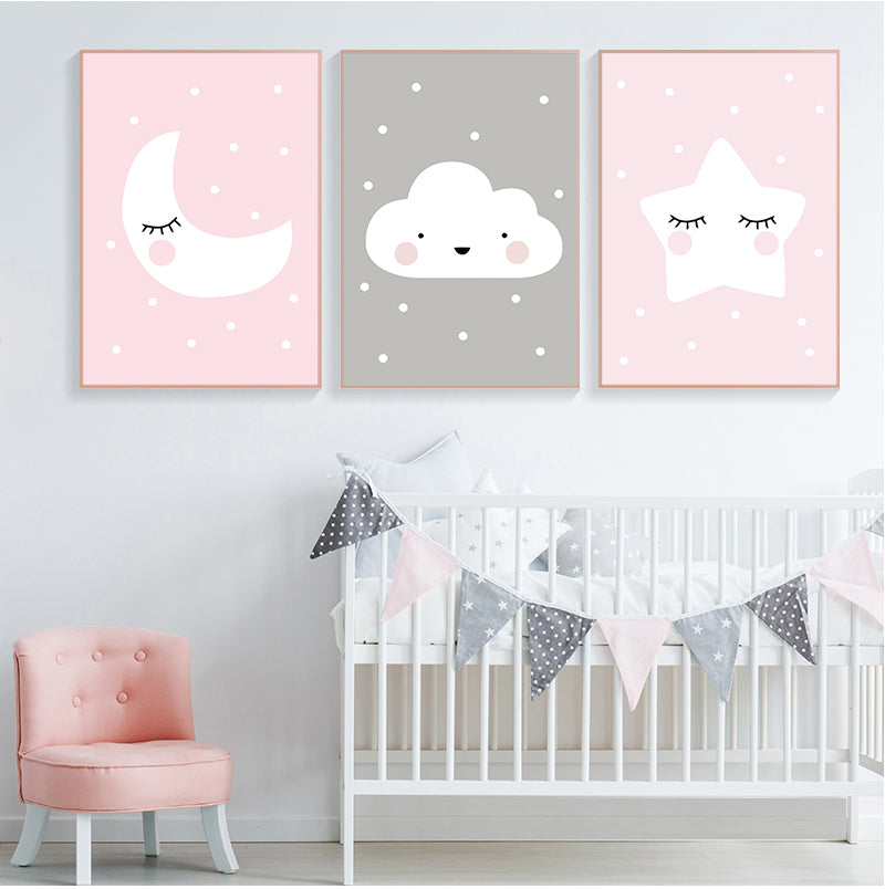 Affiche nuage, étoile et lune chambre bébé & enfant – Mon alpaga