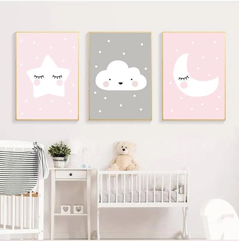 Affiche nuage, étoile et lune chambre bébé & enfant - Mon alpaga