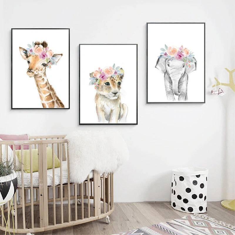 Affiches animaux couronnes de fleurs - Mon alpaga