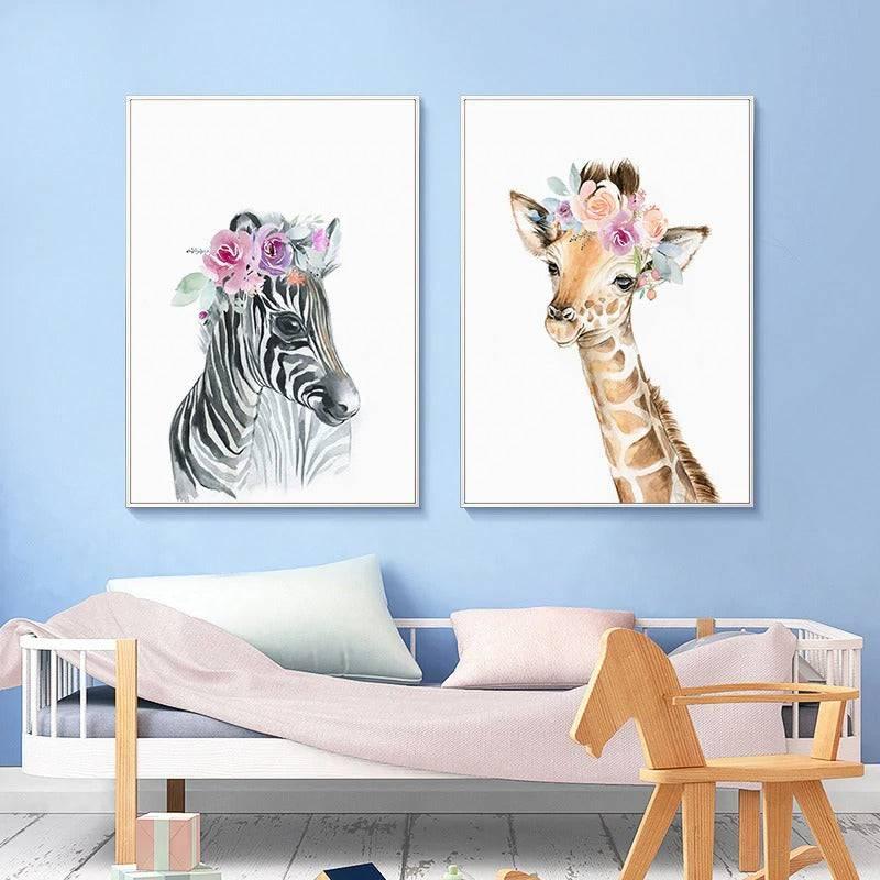 Affiches animaux couronnes de fleurs - Mon alpaga