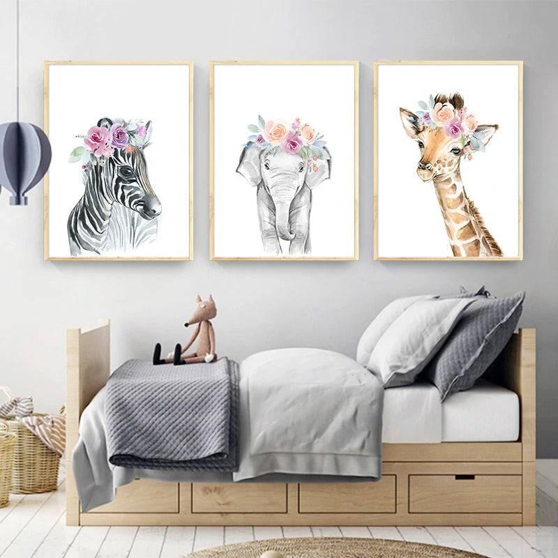 Affiches animaux couronnes de fleurs - Mon alpaga
