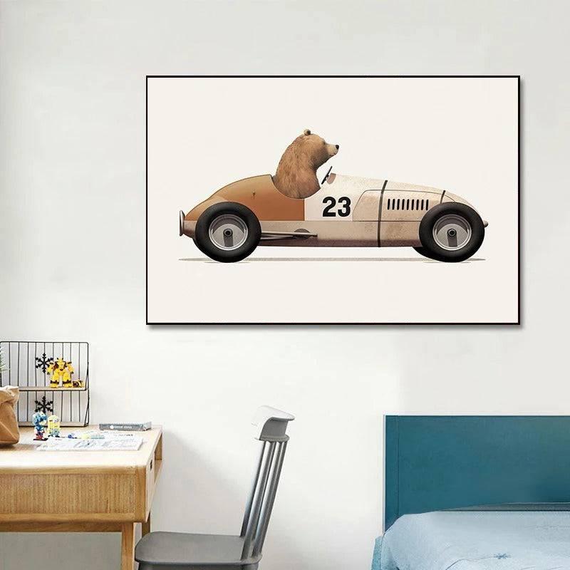 Affiches animaux course automobile - Mon alpaga