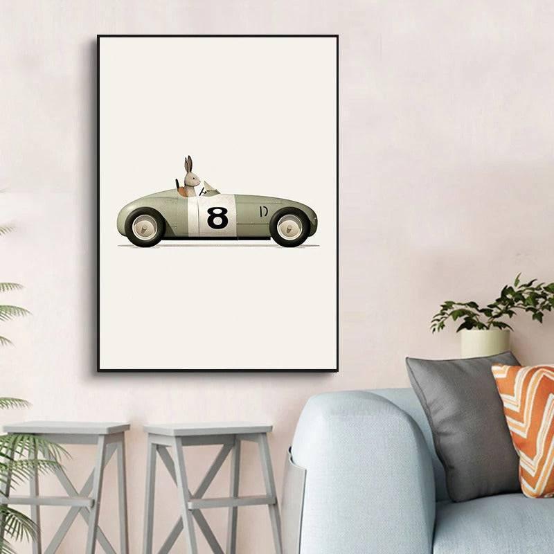 Affiches animaux course automobile - Mon alpaga