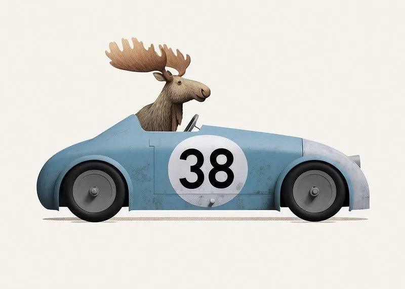 Affiches animaux course automobile - Mon alpaga