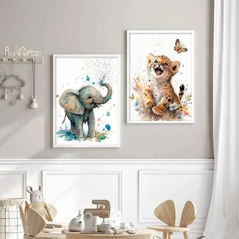 Affiches animaux "dans les fleurs" - Mon alpaga