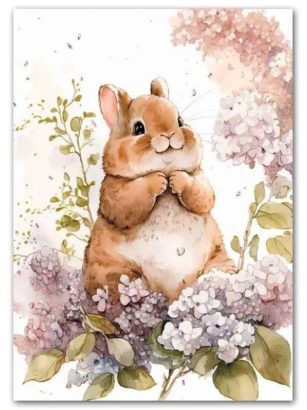 Affiches animaux "dans les fleurs" - Mon alpaga