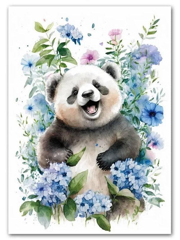 Affiches animaux "dans les fleurs" - Mon alpaga