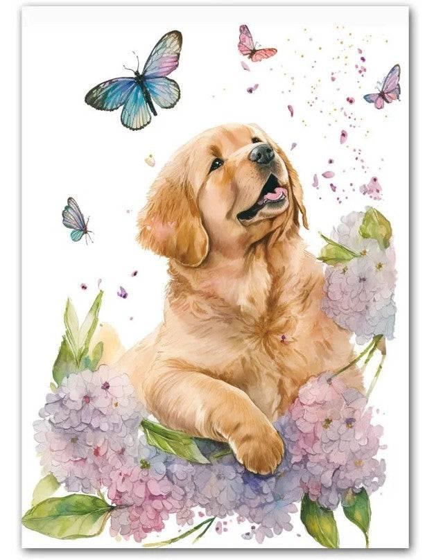 Affiches animaux "dans les fleurs" - Mon alpaga