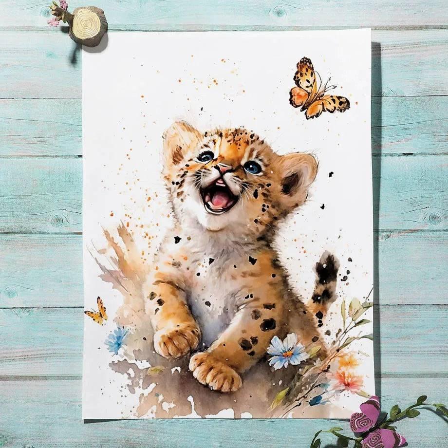 Affiches animaux "dans les fleurs" - Mon alpaga
