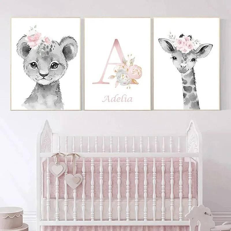 Affiches animaux fille personnalisable - Mon alpaga