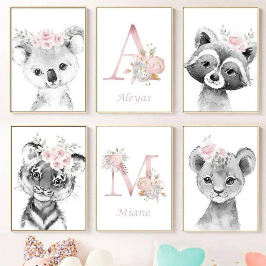Affiches animaux fille personnalisable - Mon alpaga