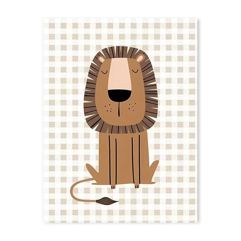 Affiches animaux savane beige & vichy - Mon alpaga