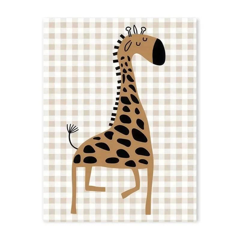 Affiches animaux savane beige & vichy - Mon alpaga