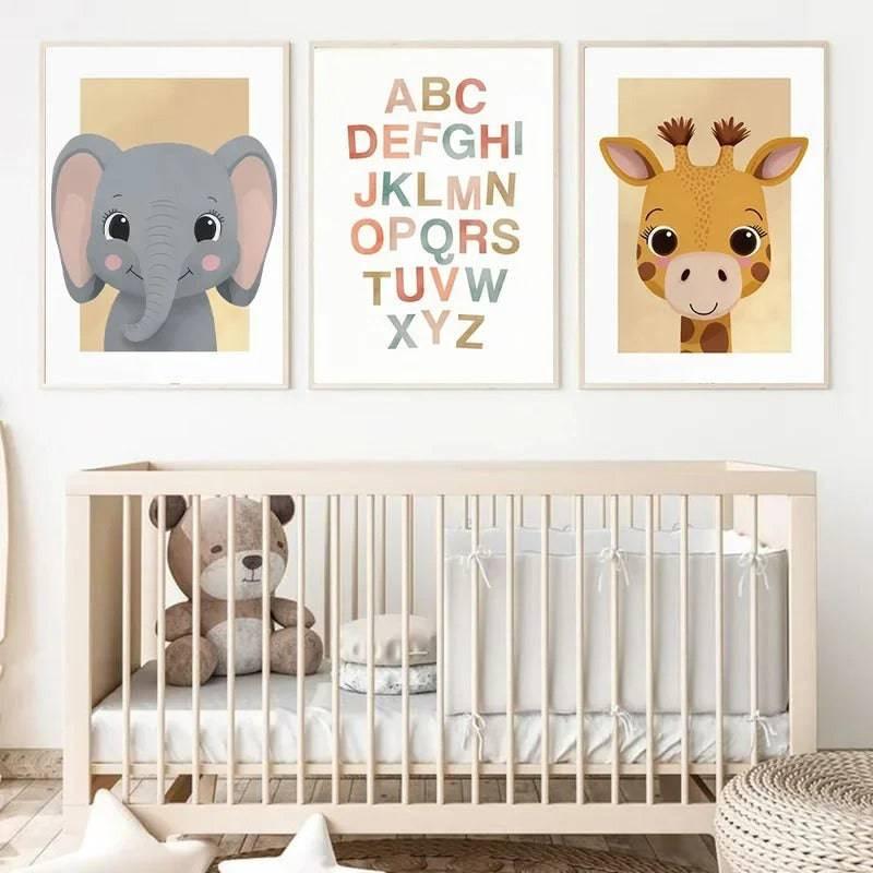 Affiches animaux savane colorée - Décoration enfantine pour bébé et enfant - Mon alpaga