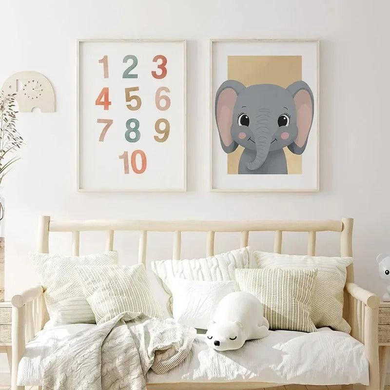 Affiches animaux savane colorée - Décoration enfantine pour bébé et enfant - Mon alpaga