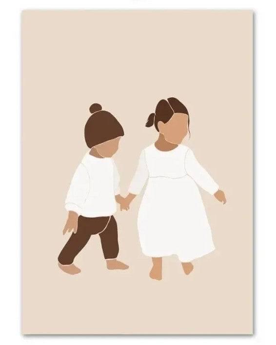 Affiches Enfance Silhouette Terracotta - Mon alpaga