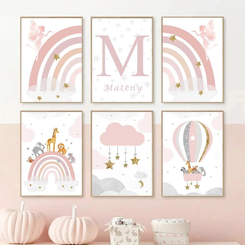 Affiches arc en ciel rose