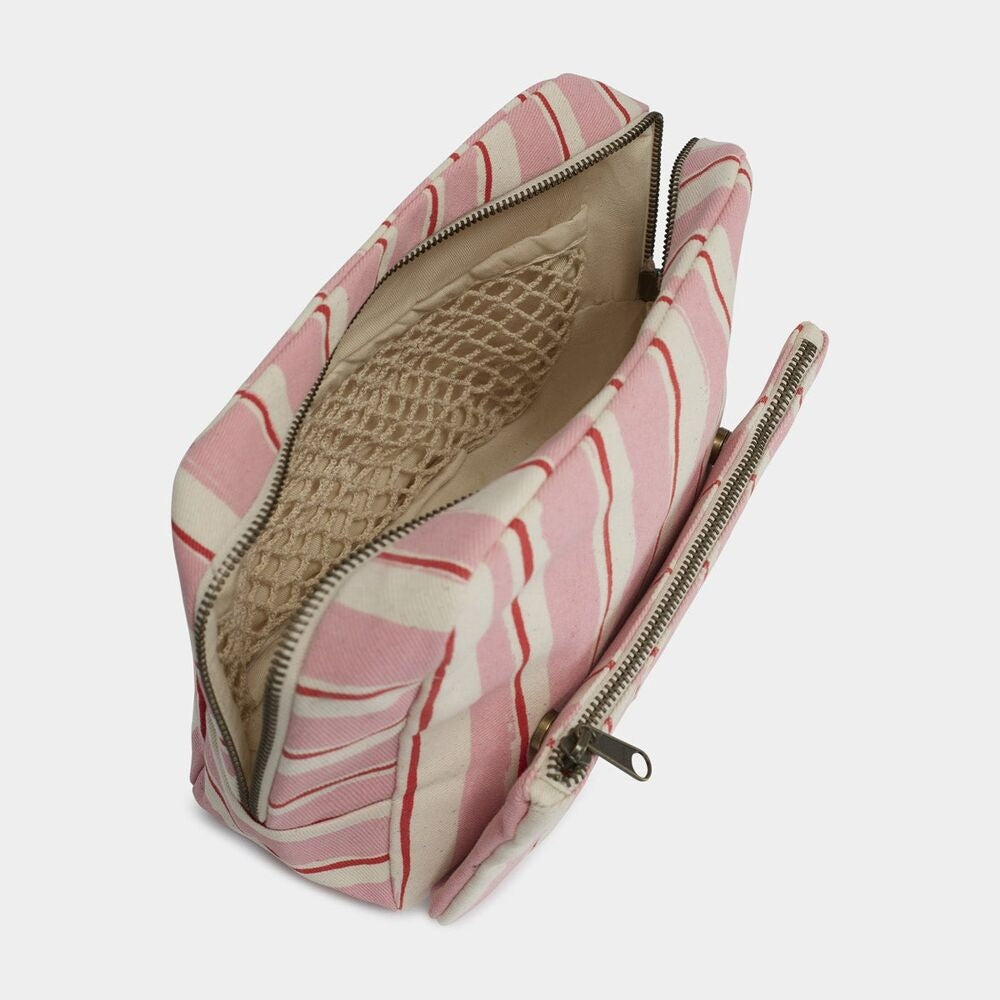 Trousse de toilette XL Alix Rayures Rose et Rouge