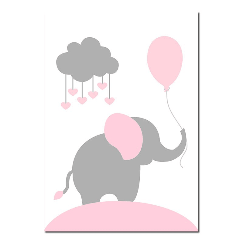 Affiches éléphant, oiseau et girafe - Mon alpaga