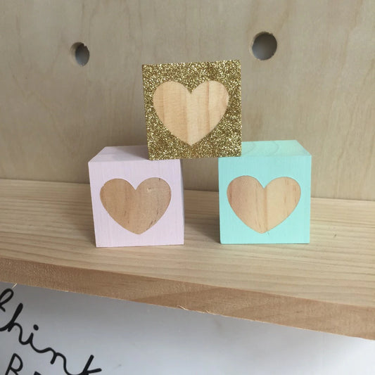 Cubes de décoration coeur - Mon alpaga