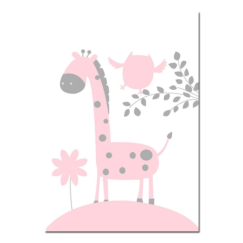 Affiches éléphant, oiseau et girafe - Mon alpaga