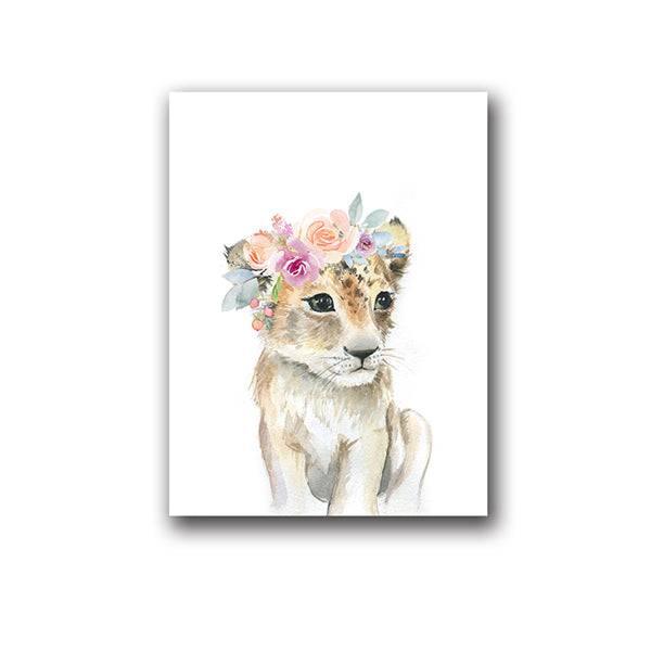 Affiches animaux couronnes de fleurs - Mon alpaga