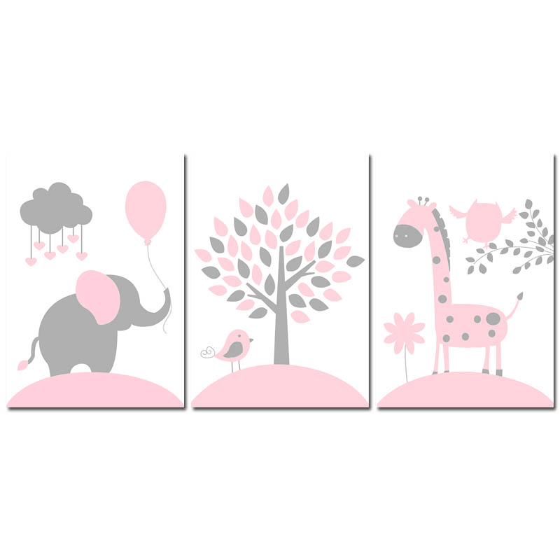 Affiches éléphant, oiseau et girafe - Mon alpaga