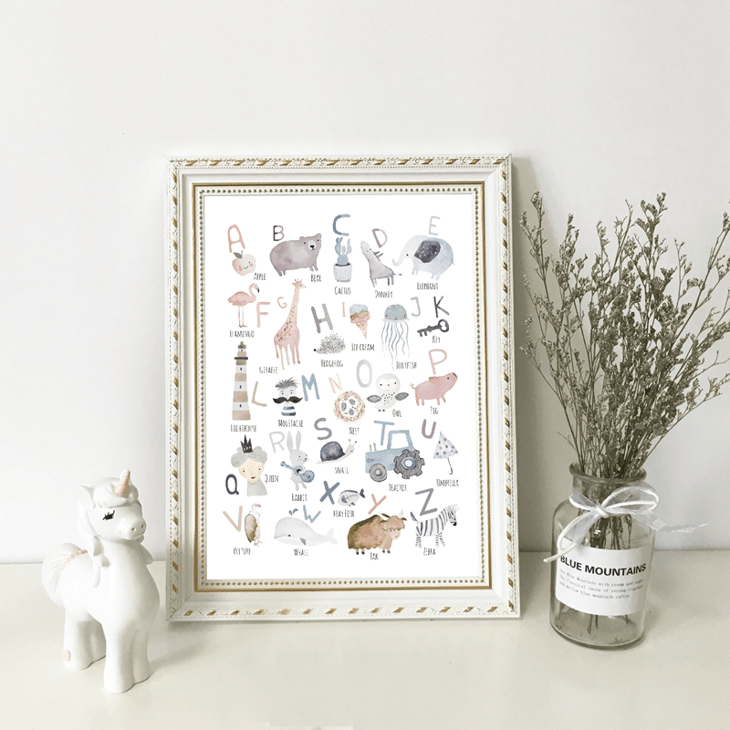 Affiche alphabet anglais - Mon alpaga