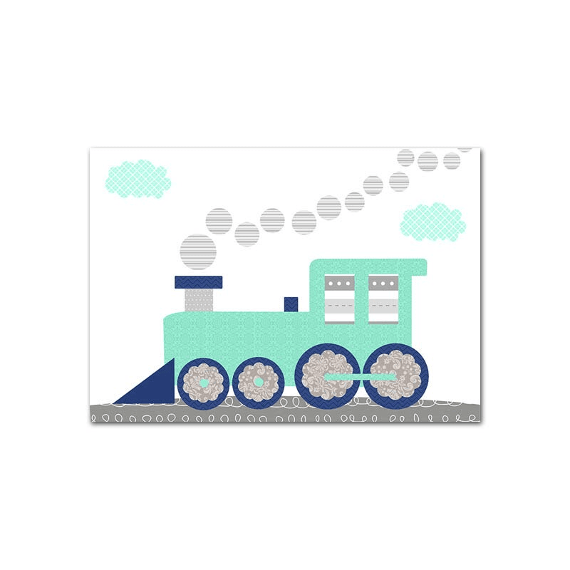 Affiches fusée, avion, voiture et train - Mon alpaga