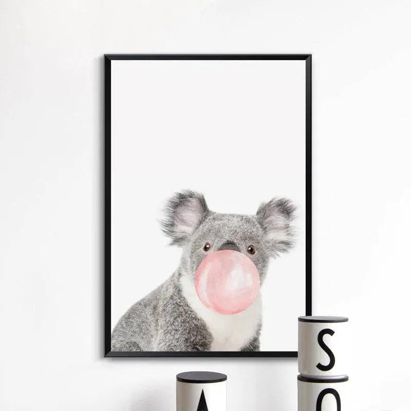 Affiche animaux chewing gum rose - Mon alpaga