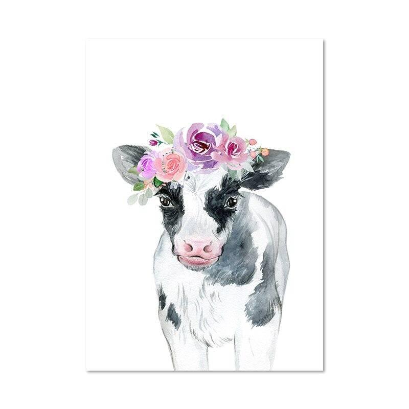 Affiches animaux couronnes de fleurs - Mon alpaga